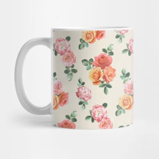 Retro Peach and Pink Roses Mug